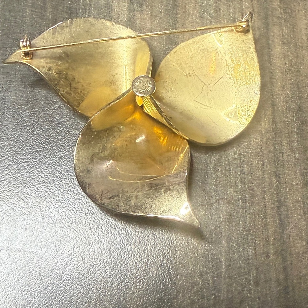 Sarah Cov Gold Flower Brooch Pin Vintage‎ Floral Statement Jewelry - Picture 3 of 4